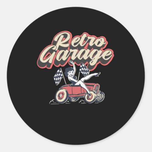 Retro Garage Car Mechanic Repair Workshop Classic Round Sticker