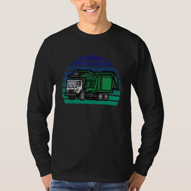 Retro Garbage Truck  Dump Trash Collector Recyclin T-Shirt (Front)