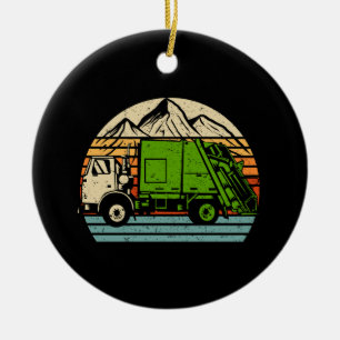 Retro Garbage Truck Dump Trash Truck Collector Rec Ceramic Ornament