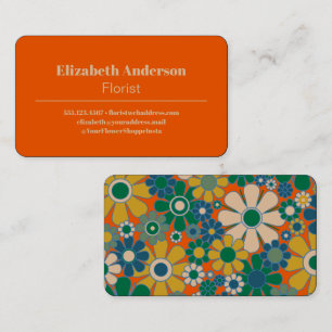 Retro Garden 60s 70s Aesthetic Floral Pattern Business Card