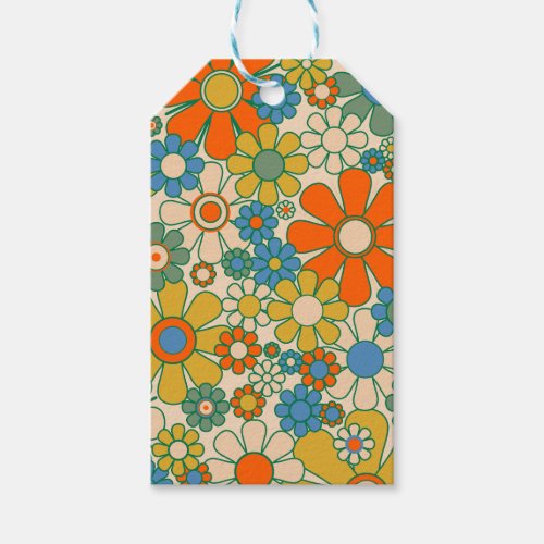 Retro Garden Floral 60s 70s Pattern Gift Tags