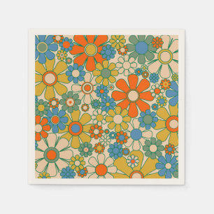 Retro Garden Floral 60s 70s Pattern Napkins