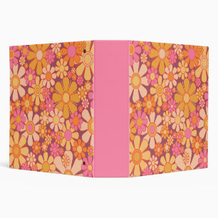 Retro Garden Floral 60s 70s Y2K Preppy Pattern 3 Ring Binder