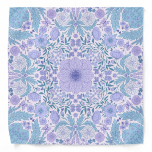 Retro garden florals in blue and violet bandana