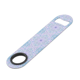 Retro garden florals in blue and violet bar key