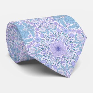 Retro garden florals in blue and violet neck tie