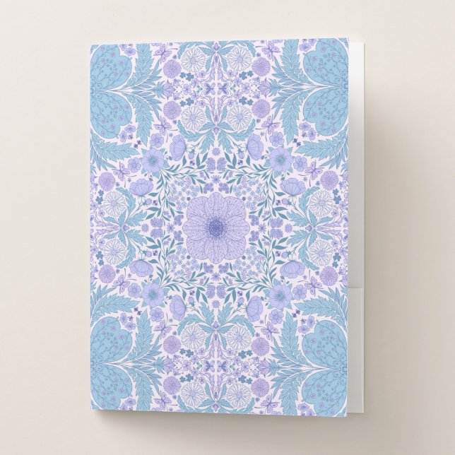 Retro garden florals in blue and violet pocket folder (Front)