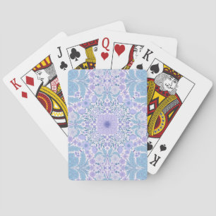 Retro garden florals in blue and violet poker cards
