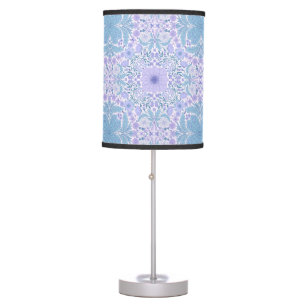 Retro garden florals in blue and violet table lamp