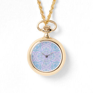 Retro garden florals in blue and violet watch