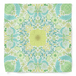Retro garden florals in green and yellow bandana