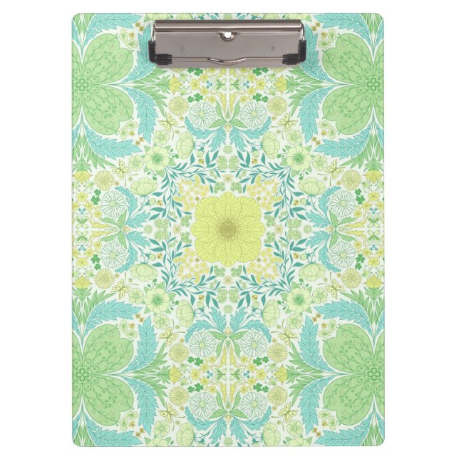 Retro garden florals in green and yellow clipboard (Front)
