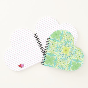 Retro garden florals in green and yellow notebook