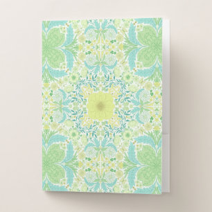 Retro garden florals in green and yellow pocket folder