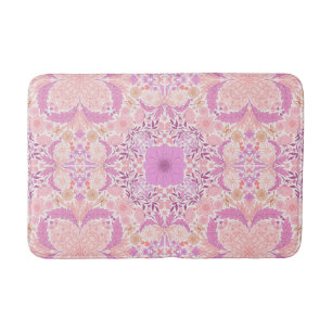Retro garden florals  in pink bath mat