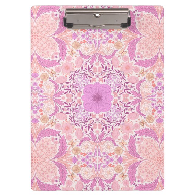 Retro garden florals  in pink clipboard (Front)