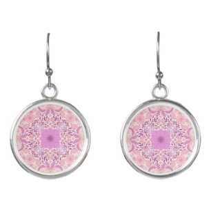 Retro garden florals in pink earrings