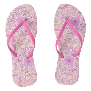Retro garden florals  in pink flip flops