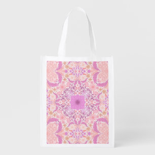 Retro garden florals  in pink grocery bag