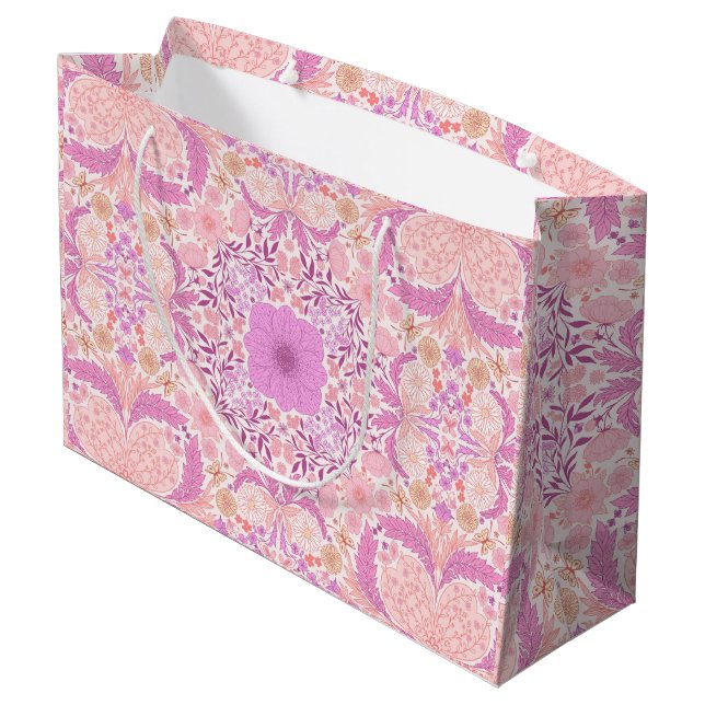 Retro garden florals  in pink large gift bag (Back Angled)