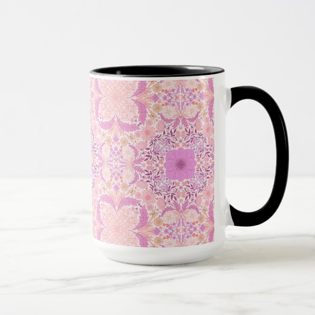 Retro garden florals  in pink mug (Right)