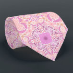 Retro garden florals  in pink neck tie<br><div class="desc">Hand-painted floral tiles,  flowers,  beetles,  butterflies</div>