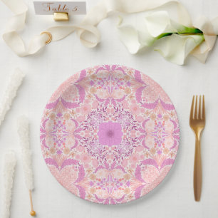 Retro garden florals  in pink paper plates