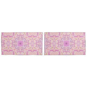 Retro garden florals in pink pillow case