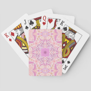 Retro garden florals in pink poker cards