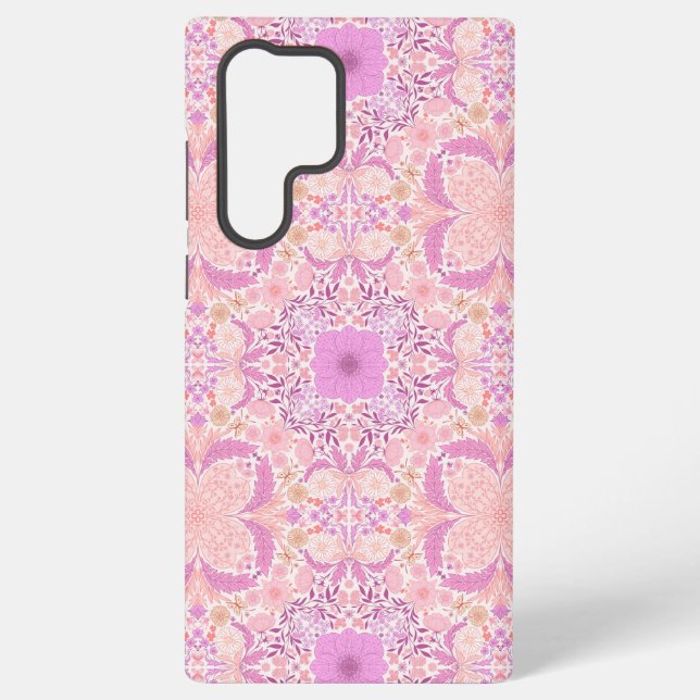 Retro garden florals  in pink samsung galaxy case (Back)