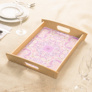 Retro garden florals  in pink serving tray
