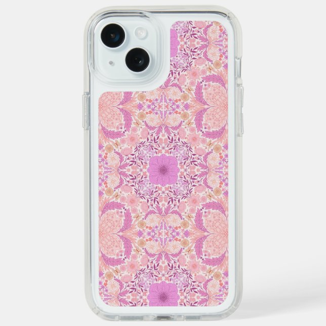Retro garden florals  in pink speck iPhone case (Front (White))