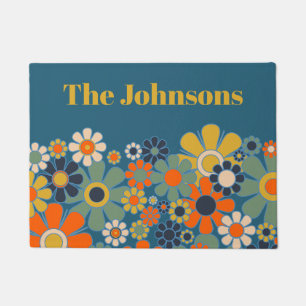 Retro Garden Flower Personalized Vintage Floral Doormat