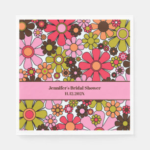 Retro Garden Flowers 60s 70s Aesthetic Floral  Napkins