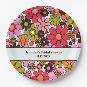 Retro Garden Flowers 60s 70s Aesthetic Floral Paper Plates