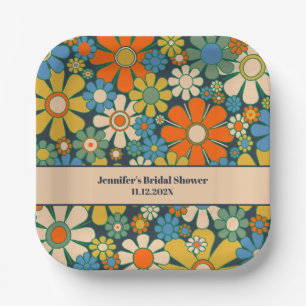 Retro Garden Flowers 60s 70s Aesthetic Floral Paper Plates