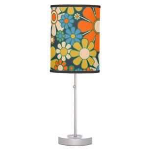 Retro Garden Flowers 60s 70s Floral Pattern Table Lamp