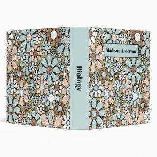 Retro Garden Flowers Groovy 60s 70s Floral Pattern 3 Ring Binder