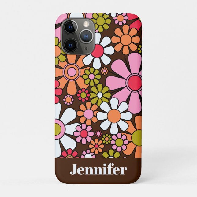 Retro Garden Flowers Groovy 60s 70s Floral Pattern Case-Mate iPhone Case (Back)