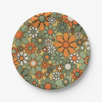 Retro Garden Flowers Groovy 60s 70s Floral Pattern
