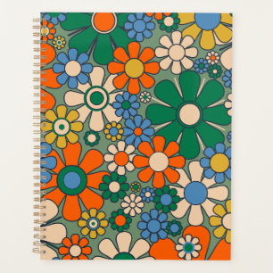 Retro Garden Flowers Groovy 60s 70s Floral Pattern Planner