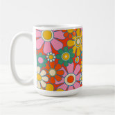 Retro Garden Flowers Groovy 60s 70s Spring Pattern Coffee Mug | Zazzle