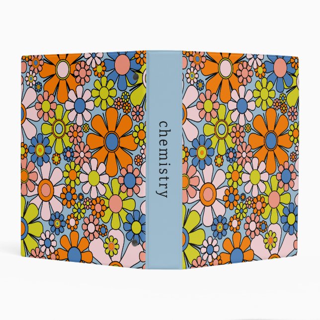 Retro Garden Groovy Floral 60s 70s Chemistry Mini Binder (Background)