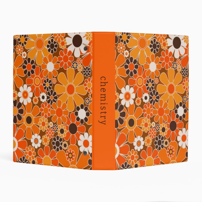 Retro Garden Groovy Floral 60s 70s Chemistry Mini Binder (Background)