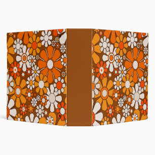 Retro Garden Groovy Floral 60s 70s Pattern 3 Ring Binder