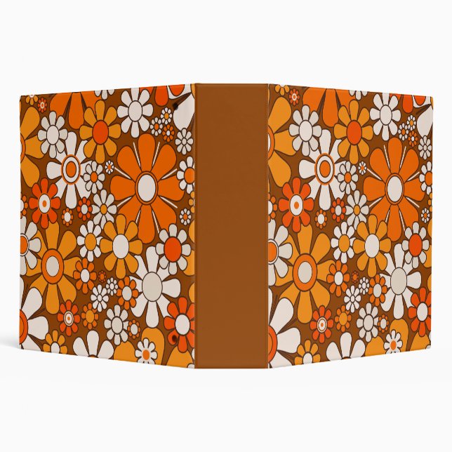 Retro Garden Groovy Floral 60s 70s Pattern 3 Ring Binder (Background)
