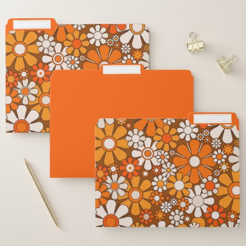 Retro Garden Groovy Floral 60s 70s Pattern File Folder