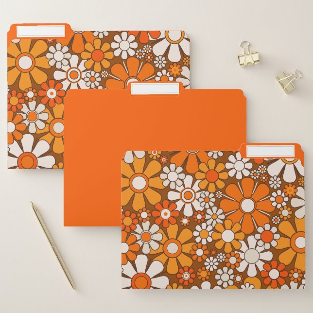 Retro Garden Groovy Floral 60s 70s Pattern File Folder (Set)