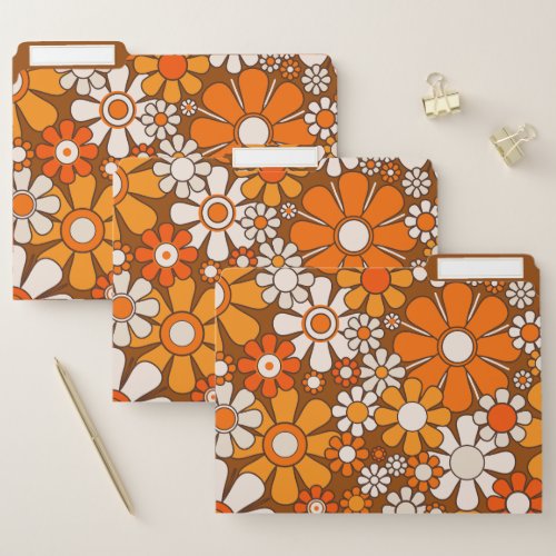 Retro Garden Groovy Floral 60s 70s Pattern File Folder