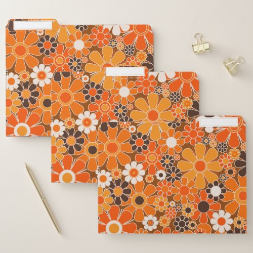 Retro Garden Groovy Floral 60s 70s Pattern File Folder